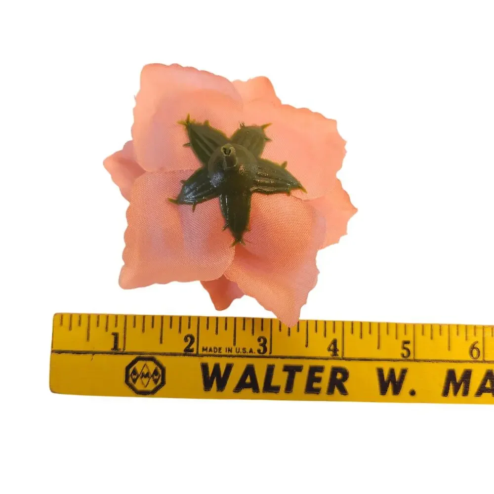 40 Peach Pink Artificial Silk Rose Flower Heads 3